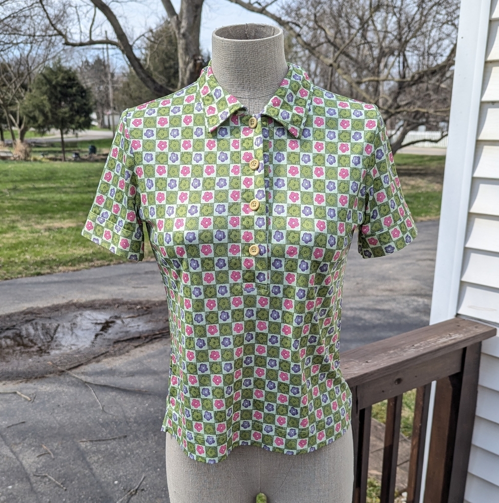 Y2K American Eagle Outfitters Flower Polo Top